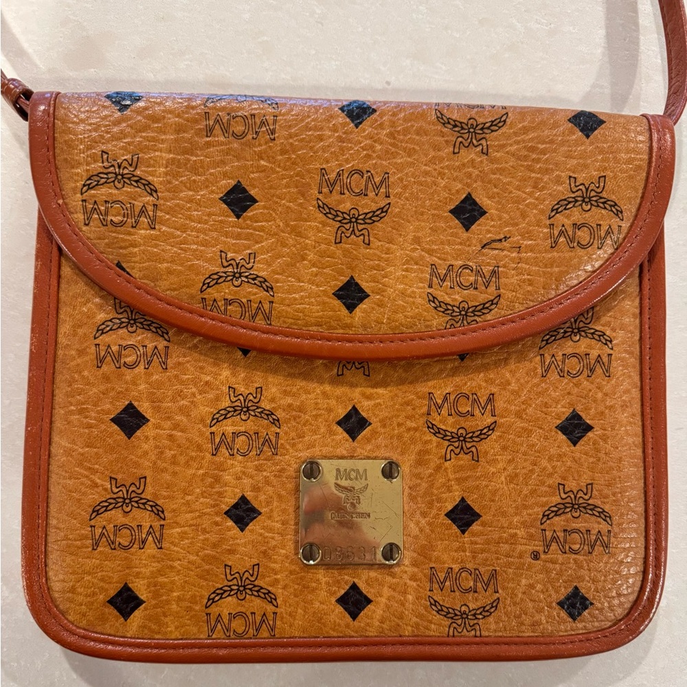 MCM Cognac Luxury Leather Crossbody Bag